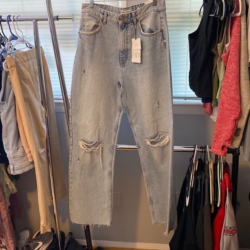 ZARA high rise cropped jeans